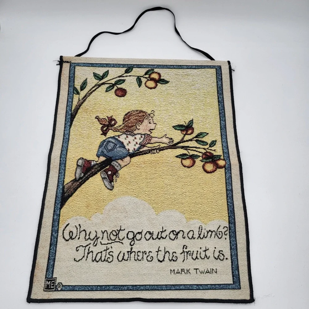 Vtg. Mary Engelbreit Tapestry Wall Hanging Mark Twain 